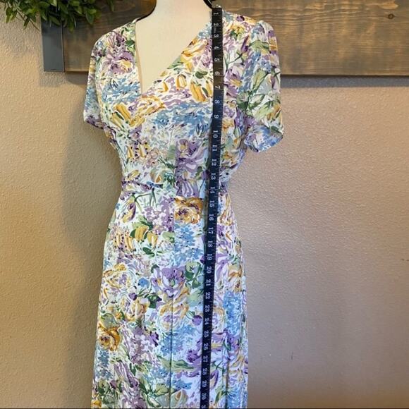 Lulus Feels Magical Ivory Floral Print Short Sleeve Wrap Maxi Dress - Picture 7 of 12